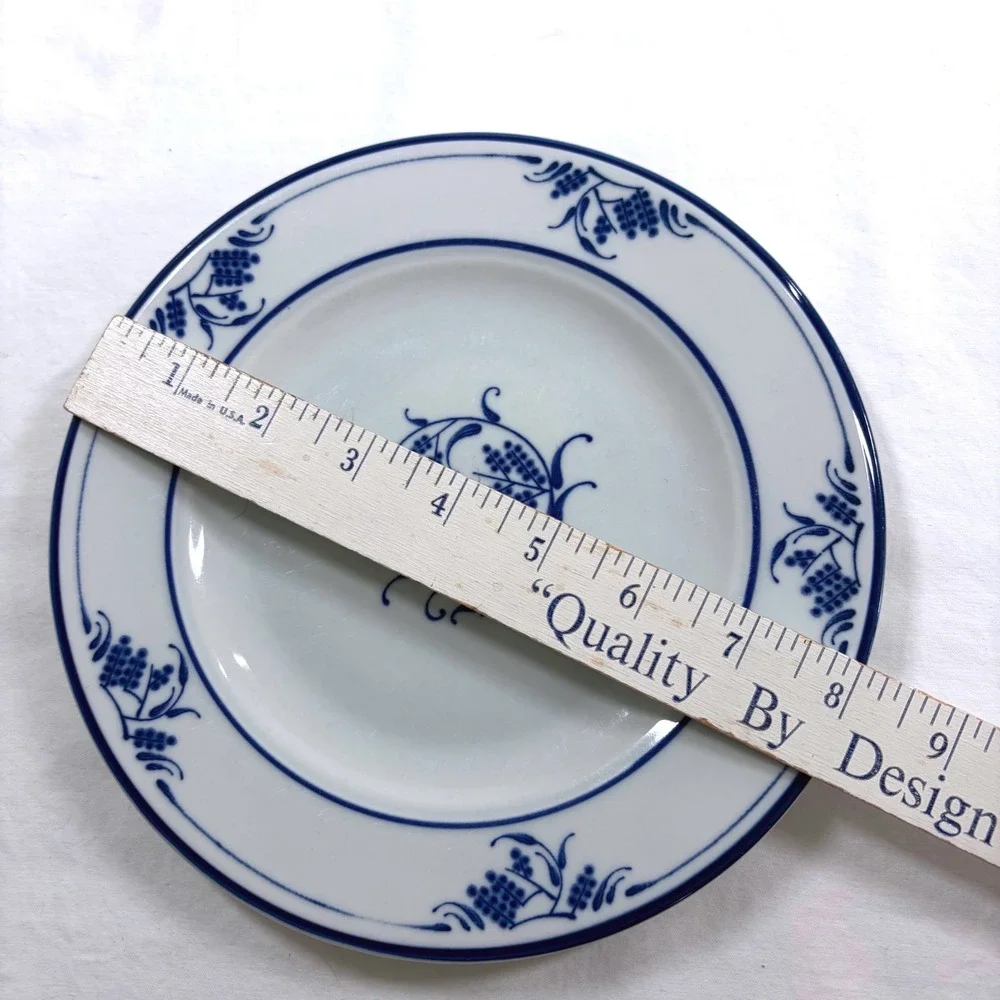 4 Vintage Blue & White Salad Plates 6.25